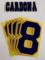 Nombre y número Cardona 8 visitante Boca Juniors 2021