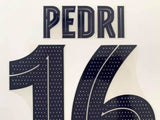 Name set Número Pedri 16 FC Barcelona 2021-22 For away kit/Para la camiseta de visita Europa League/Copa del Rey/Supercopa Avery Dennison Player Issue