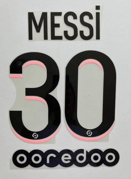 Nombre y numero Paris Saint Germain 2021-22 PSG Messi Visitante Ligue 1 Version jugador Name set Player issue