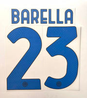 Name Set Número “Barella 23” Inter de Milán 2021-22 Para la camiseta de visita/for away kit Stilscreen