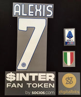 2021/2022 Kit de parches y dorsal Alexis Local Inter de Milan, Sponsor x2, scudetto y serie A