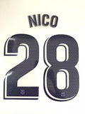 Name set Número Nico 28 FC Barcelona 2021-22 For away kit/Para la camiseta de visita La Liga Avery Dennison Player Issue