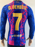Jersey Barcelona 2021-22 Dembele Champions League Manga larga Version jugador utileria Long sleeve Player issue kitroom