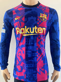 Jersey Barcelona 2021-22 Dembele Champions League Manga larga Version jugador utileria Long sleeve Player issue kitroom