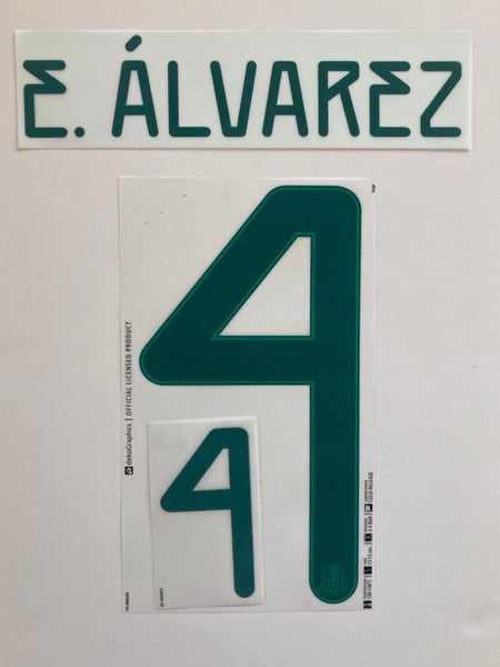 Set de nombre y numero seleccion de Mexico 2019 - 2021 Local/Visita Dekographics Raúl, Lozano, Chicharito, Alvarez, Dos Santos
