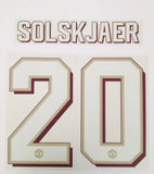 Name Set Número “Solskjaer 20” Manchester United 2019-20 Para la camiseta de local/for home kit Champions League/Copa SportingiD