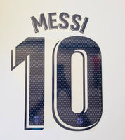 Nombre y número FC Barcelona 2021-22 Visitante Messi Liga Version jugador Player issue