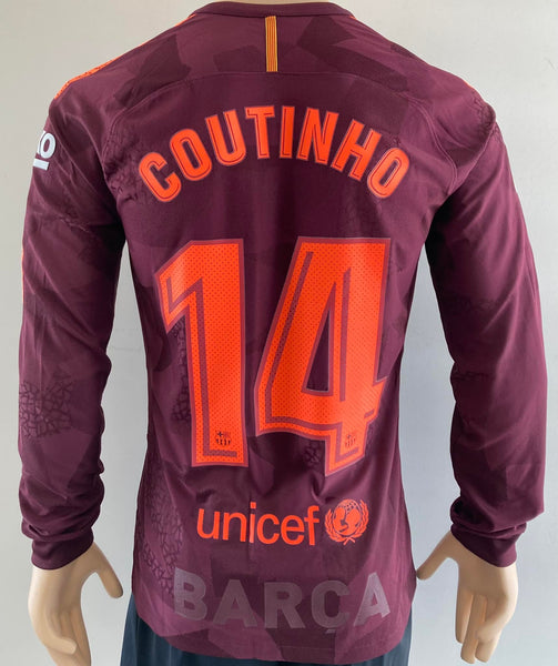 Jersey Barcelona 2017-18 Tercera Coutinho Manga larga Version jugador Utileria Player issue kitroom Long sleeve