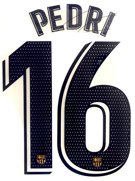 2020-2021-2022 Barcelona Name Set Kit Pedri 16 Fourth(Senyera) La Liga Avery Dennison Player Issue