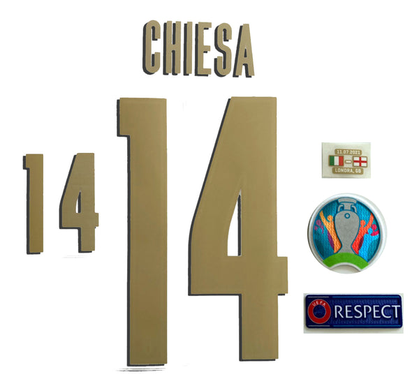 Set de nombre y numero Chiesa seleccion Italia Final de la Euro 2020 Stilscreen KIt de parches Version jugador Player issue