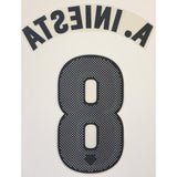 Name Set Número A. Iniesta 8 FC Barcelona 2017-18 For away kit/Para la camiseta de visita Avery Dennison Player Issue