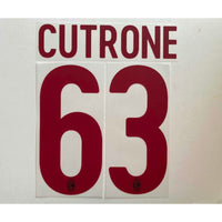 Name Set Número “Cutrone 63” AC Milan 2017-18 Para camiseta de visita/for away kit Stilscreen