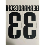Name set Número “Bernardeschi 33”  Juventus 2018-19 Para la camiseta de local/for Home kit Dekographics