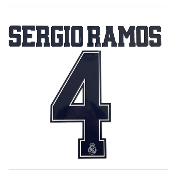 Name Set Número Sergio Ramos 4 Real Madrid 2019 2020 Para la tercera equipación for third kit Champions League Copa del Rey Sporting ID