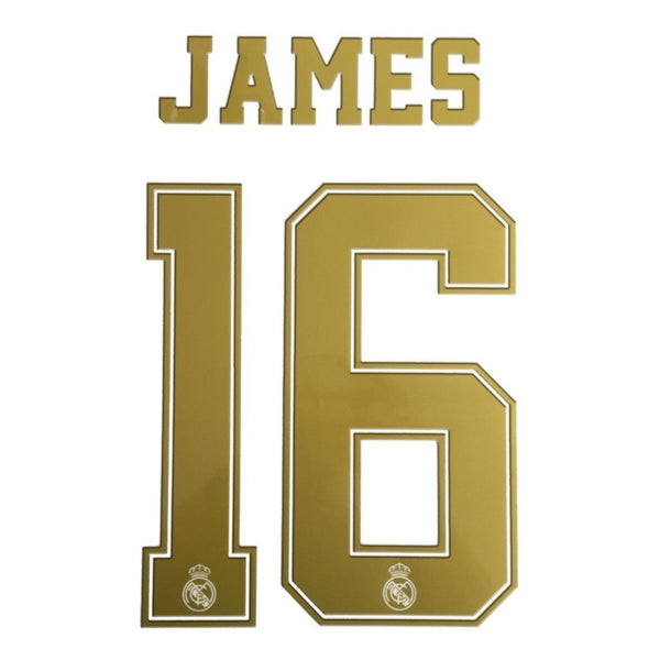 Name Set Número “James 16” Real Madrid 2019-20 Para la camiseta de Local y visita/for Home and Away kit Champions League/Copa del Rey SportingiD
