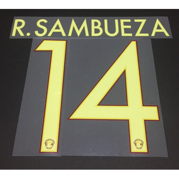 Name set Número R. Sambueza 14 Club América 2016-17 Centenario del club Para la camiseta de visita/for away kit SportingiD