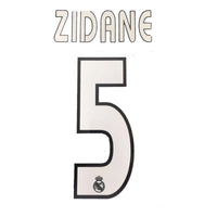 Name set Número “Zidane 5”  Real Madrid 2003-05, época de los galácticos  Para la camiseta de visita/for away kit Chris Kay