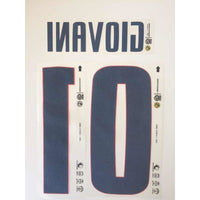 Name set Número Giovani 10 Club América 2019-20 Para la camiseta de local/for Home kit Cantón Merchandising