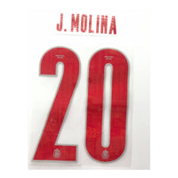 Name set Número J. Molina 20 Chivas Guadalajara 2019-20 Para la tercera equipación/for third kit Cantón Merchandising