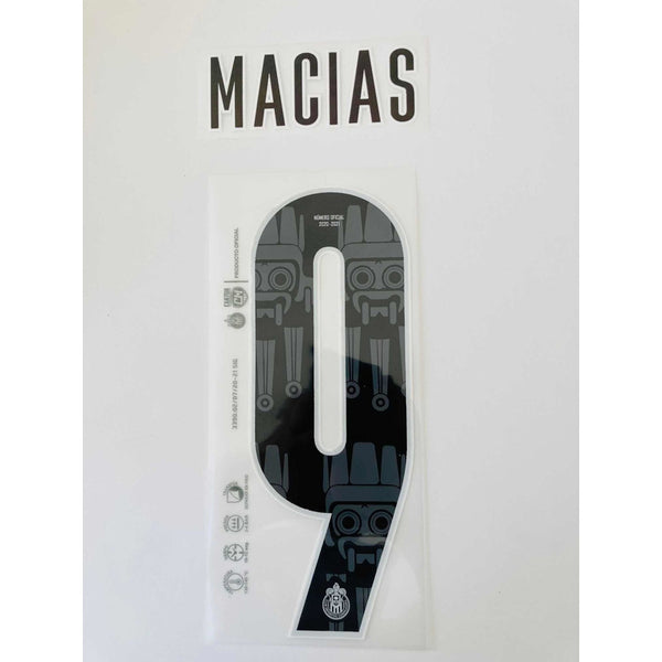 Name set Número Macías 9 Chivas Guadalajara 2020-21 Para la camiseta de local/for Home kit Cantón