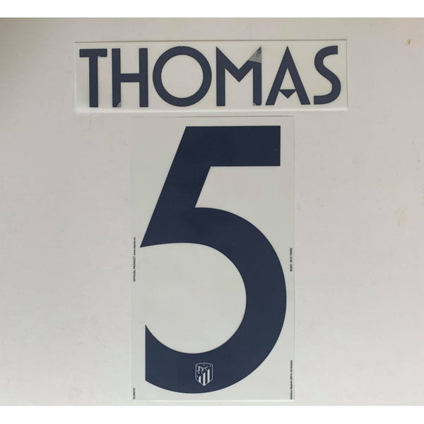 Name set Número “Thomas 5” Atlético de Madrid 2018-20 Para la camiseta de visita/for away and third kit  Champions League/Copa del Rey Sipesa