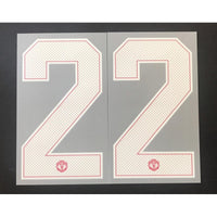 Name Set Número “Mkhitaryan 22” Manchester United 2017-18 Para la camiseta de local/for Home kit Champions League/Copa Thermo Patch