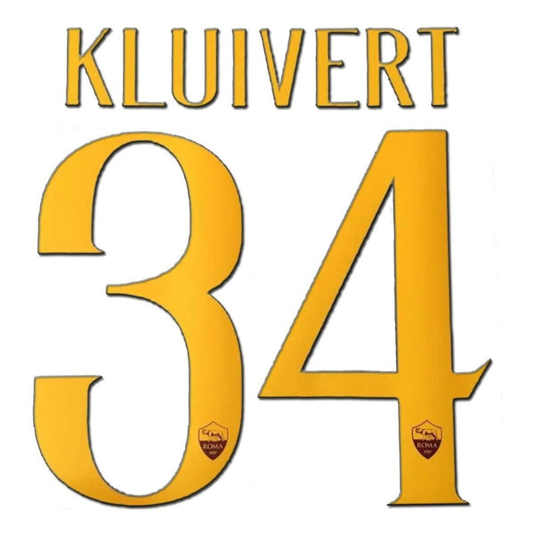 Name Set Número “Kluivert 34”  AS Roma 2018-19 Para la camiseta de local/for Home kit Stilscreen