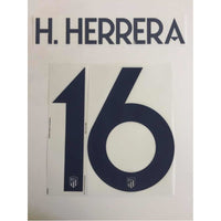 Name set Número “H. Herrera 16” Atlético de Madrid 2019-20 Para la tercera equipación/for third kit  Champions League/Copa del Rey Sipesa