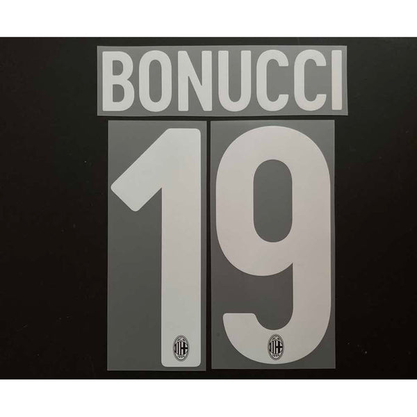 Name Set Número “Bonucci 19” AC Milan 2017-18 Para camiseta de local/for home kit Stilscreen