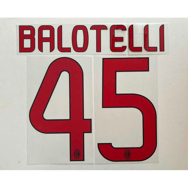 Name Set Número “Balotelli 45”  AC Milan 2012-14 Para camiseta de visita/for away kit Stilscreen
