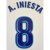Name Set Número A. Iniesta 8 FC Barcelona 2017-18 For away kit/Para la camiseta de visita Avery Dennison Player Issue