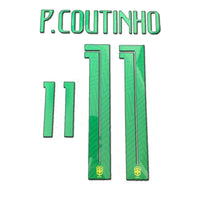 Name set Número “P. Coutinho 11”  Selección Brasil 2018 Mundial de Rusia Para la camiseta de local/for Home kit SportingiD