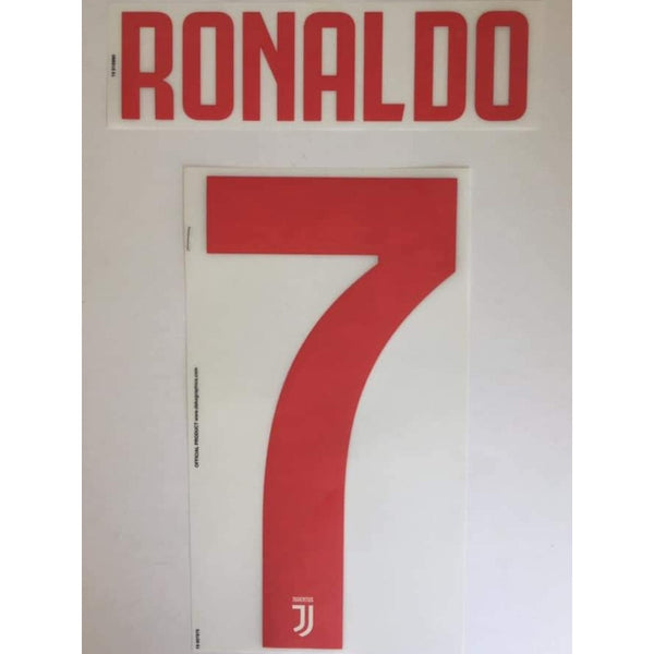 Name set Número “Ronaldo 7”  Juventus 2019-20 Para la camiseta de visita/for away kit Dekographics
