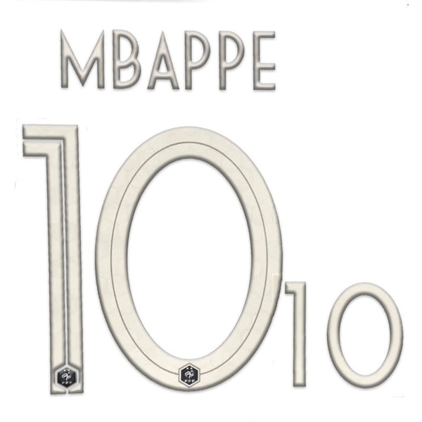 Name set Número “Mbappé 10”  Selección Francia 2019 Dos estrellas Para la camiseta de local/for Home kit Monblason