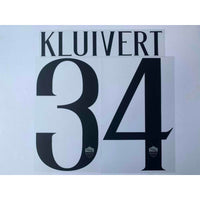 Name Set Número “Kluivert 34”  AS Roma 2018-19 Para la camiseta de visita/for away kit Stilscreen