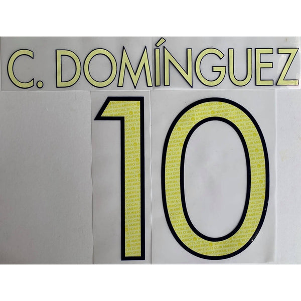 Name set Número C. Domínguez 10 Club América 2017-18 Para la camiseta de local/for Home kit 6x8