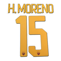 Name Set Número “H. Moreno 15”  AS Roma 2017-18 Para la camiseta de local/for Home kit Stilscreen