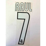 Name set Número “Raúl 7” Real Madrid 2003-05, época de los galácticos Para la camiseta de visita/for away kit Chris Kay