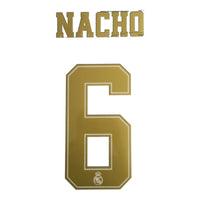 Name Set Número “Nacho 6” Real Madrid 2019-20 Para la camiseta de Local/for Home kit Champions League/Copa del Rey SportingiD