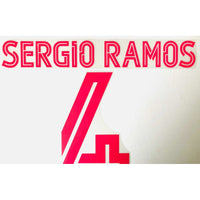 Name Set Número “Sergio Ramos 4” Real Madrid 2020-21 Para la tercera equipación/for third kit Champions League/Copa del Rey Avery Dennison
