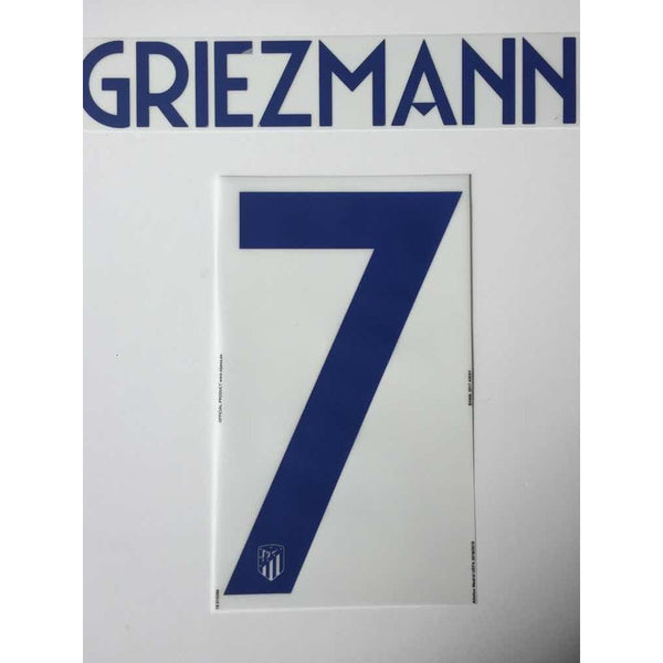 Name set Número “Griezmann 7” Atlético de Madrid 2018-19 Para la camiseta de visita/for away kit Champions League/Copa del Rey Sipesa