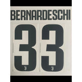 Name set Número “Bernardeschi 33”  Juventus 2018-19 Para la camiseta de local/for Home kit Dekographics