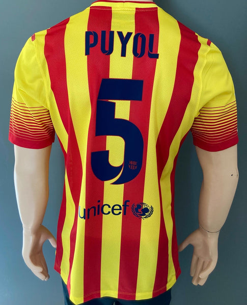puyol ultima camiseta senyera 2013 2014 visita away shirt player issue barcelona kitroom sipesa