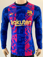 2021 2022 Barcelona Third Shirt Ferran 19 Player Issue Long Sleeve Kitroom UEFA Size M