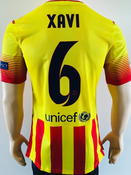 2013-2014 FC Barcelona Away Shirt Xavier Hernandez “Xavi” Player Issue Kitroom Champions Senyera Pre Owned Size M (Fitted)