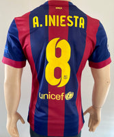 2014 - 2015 Barcelona Home Player Issue Kitroom Iniesta Player Issue Champions Mint Condition Size M