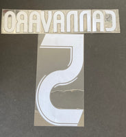 Name set Número “Cannavaro 5” Real Madrid 2006-2007 para camiseta de visita o tercera/for Away and third kit Chris Kay