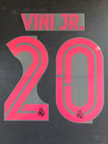 Name Set Número “Vini Jr 20” Real Madrid 2020-21 Para la camiseta de local y tercera/for home and third kits Champions League/Copa del Rey Avery Dennison