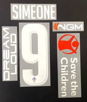 Set de dorsal y sponsors Fiorentina 2018-19 Giovanni Simeone 9 Dekographics Player Issue