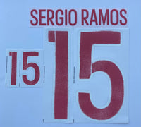 Name set Número “Sergio Ramos 15”  España 2016 EURO Francia  Para la camiseta de visita/for away kit Dekographics